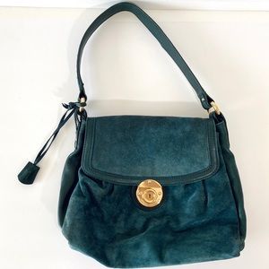 Marc Jacobs Suede Leather Teal Green Shoulder Bag